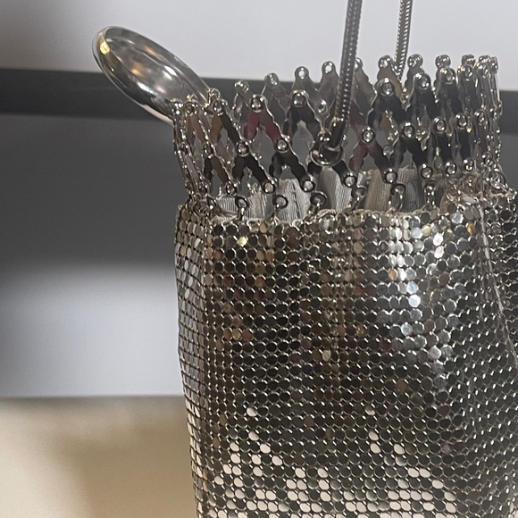 Whiting & Davis Vintage Silver Mesh Evening Bag–Drawstring Accordion Pouch - Picture 4 of 8